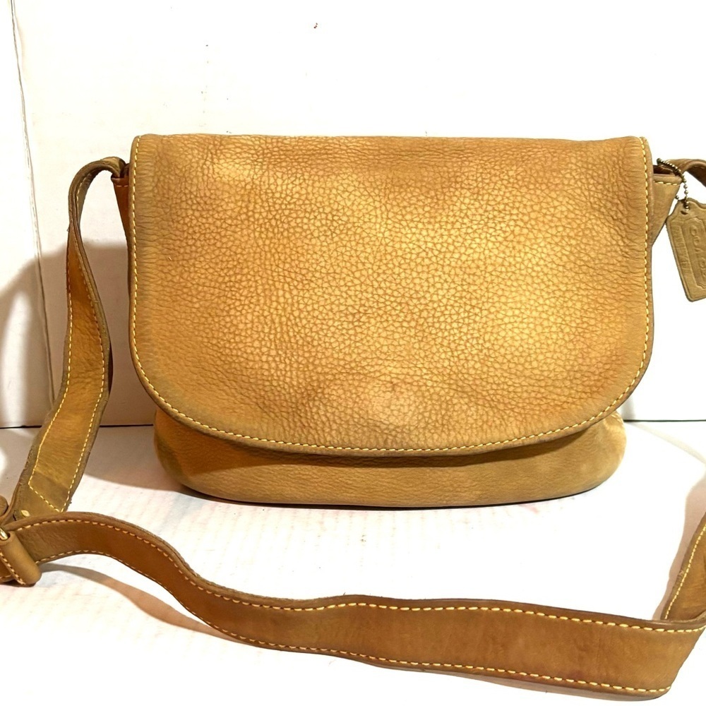 Coach Tan distressed  suede Leather Crossbody Bag